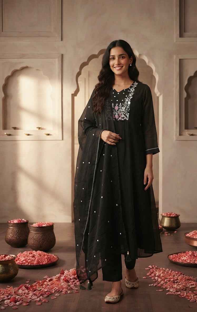 Pure Chanderi festival wear Dupatta Set