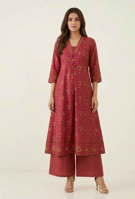 Pure Cotton A Line Floral Print Dupatta Set CS0270