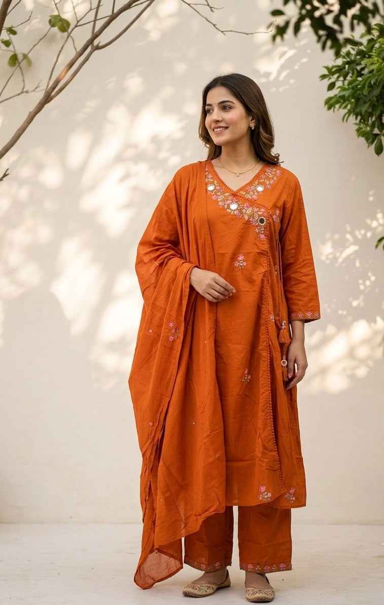 Pure Cotton Dupatta Set In Plus Size CS0318