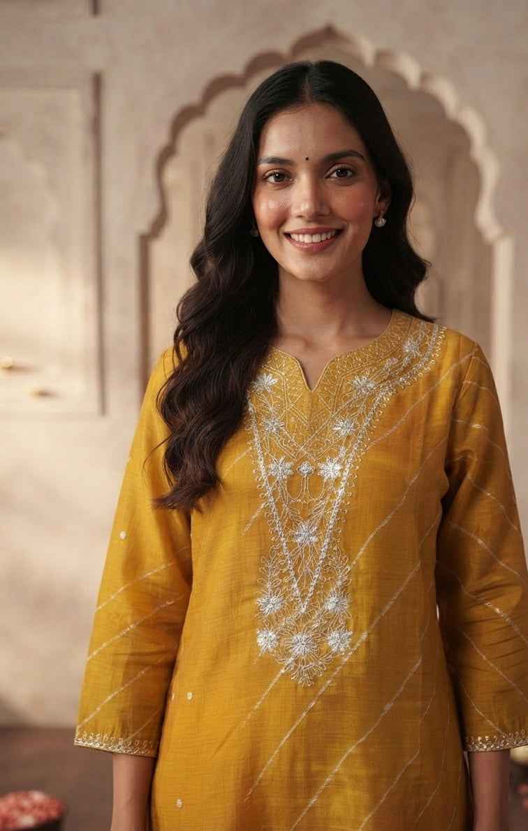 Pure Chanderi festival wear Dupatta Set