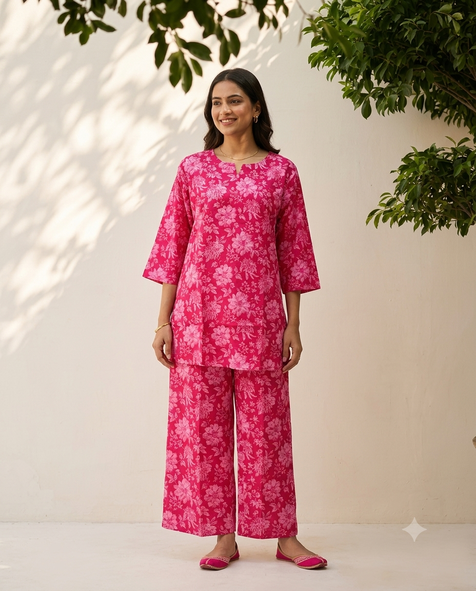 Big Size Co-Ord Set In Cotton Fabric TP016
