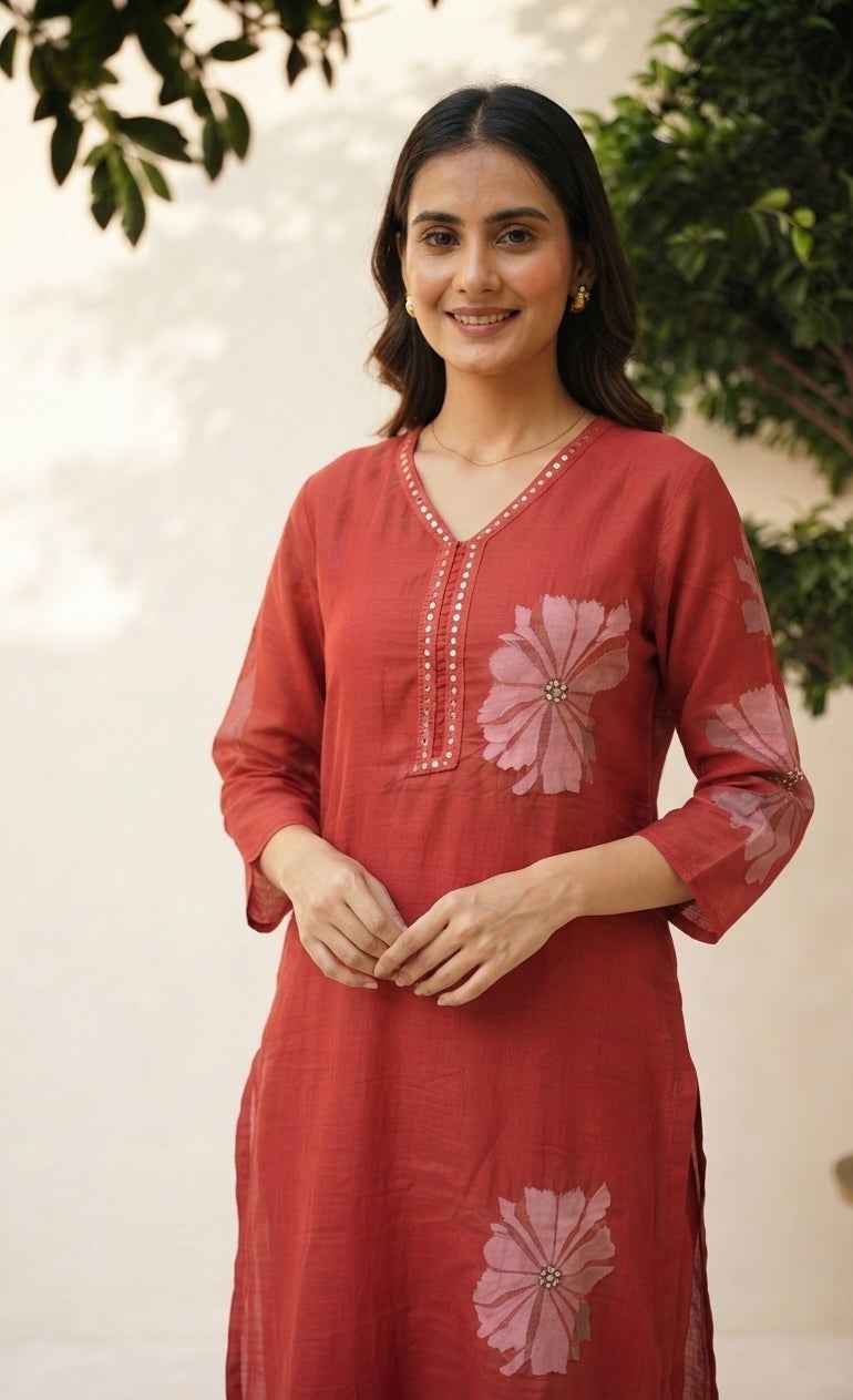 Premium Kora silk with embroidery Dupatta Set CHS025