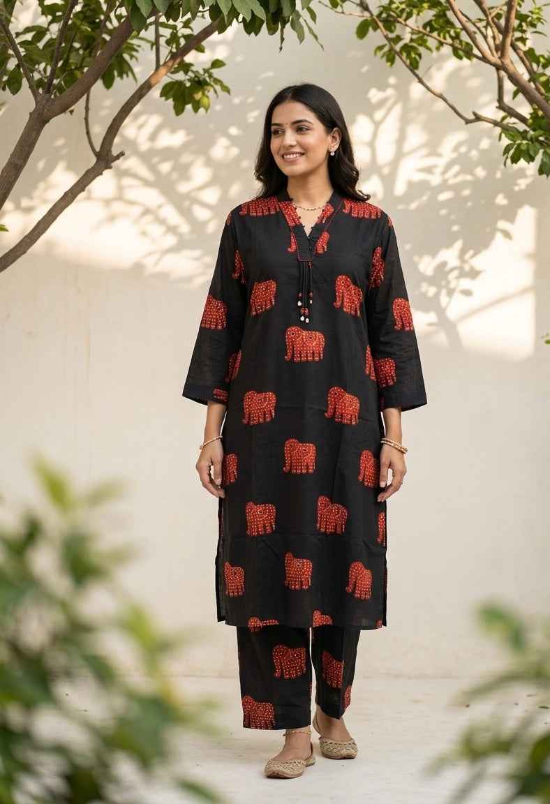 Big Size Two Piece Set In Cotton Fabric TP013