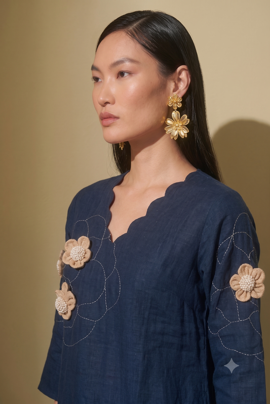 Mul Chanderi Silk Applique Co Ord Set COS186