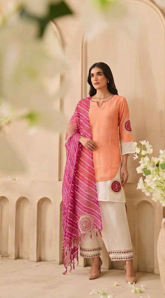 Pure Mul Chanderi Silk Dupatta set with farsi salwar MLC22
