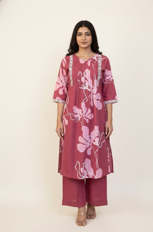 Pure Cotton Floral Print A Line Dupatta Set CS0223