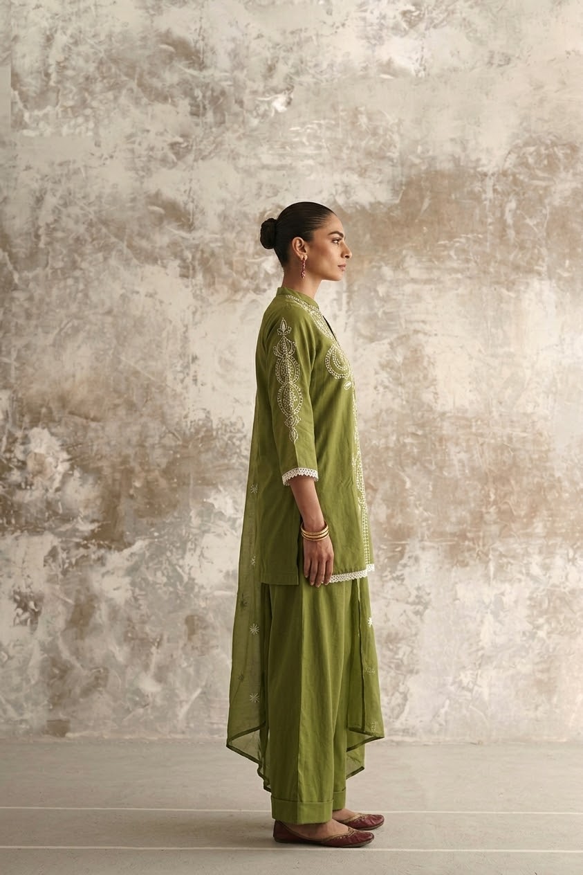 Short length Dupatta Set With Farsi Salwar In Cotton Fabric CS0344