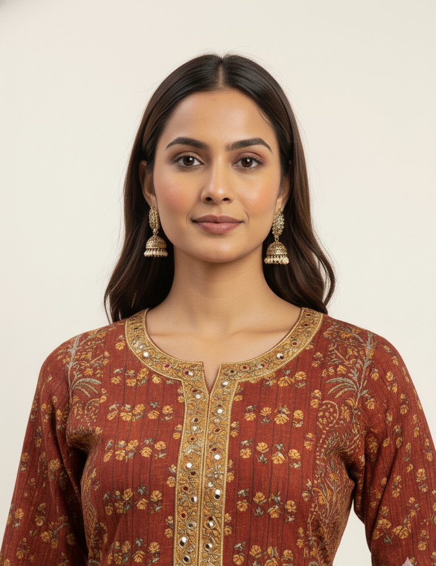 New Pure Cotton A Line Dupatta Set And Embroidery Work CS0141