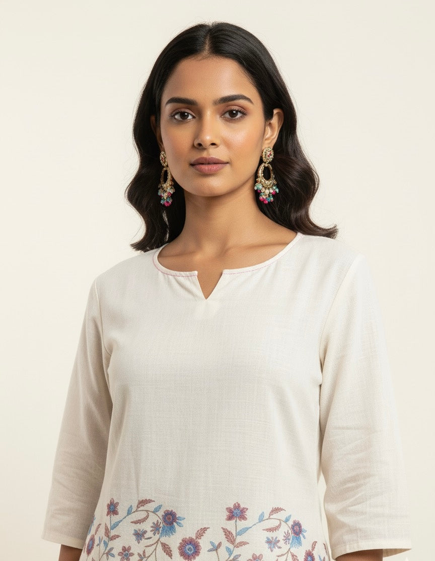 Two Piece Pure Cotton embroidery Co ord set COS003