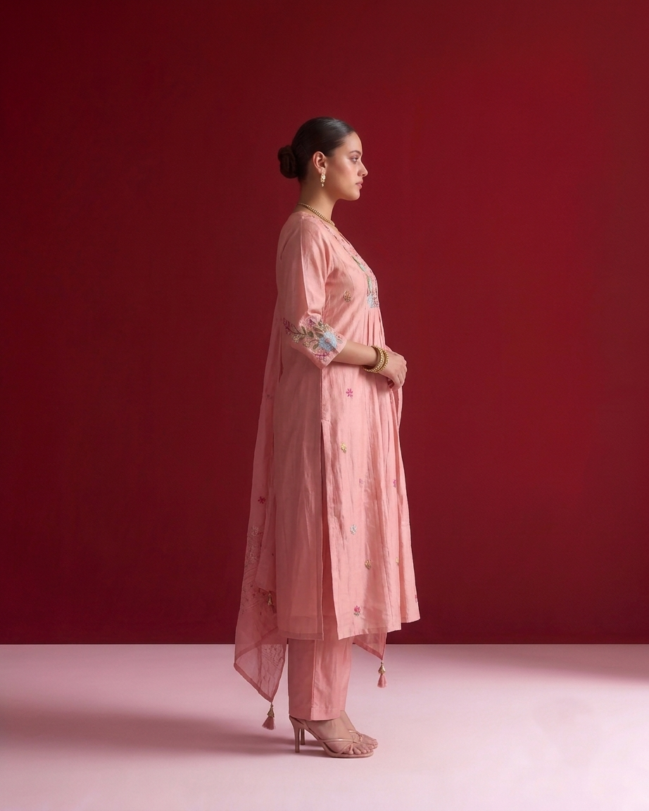 Chanderi Silk Floral Embroidered Suit MLC28