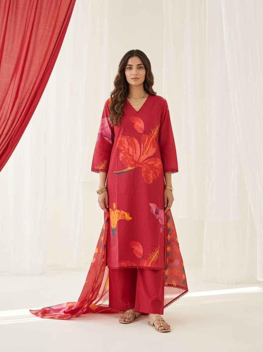 Pure Cotton Digital Print Dupatta Set