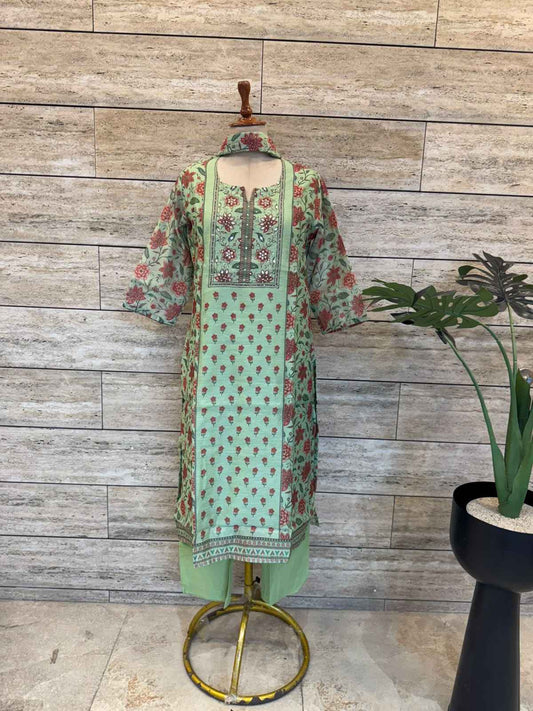 Chanderi Silk Three Piece Dupatta Set