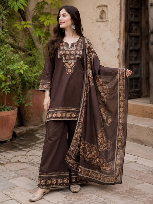 Short Length Dupatta Set With Plazoo CS0341