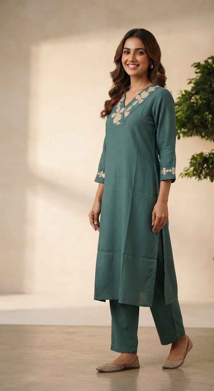 Silk Fabric Two Piece Pant Set