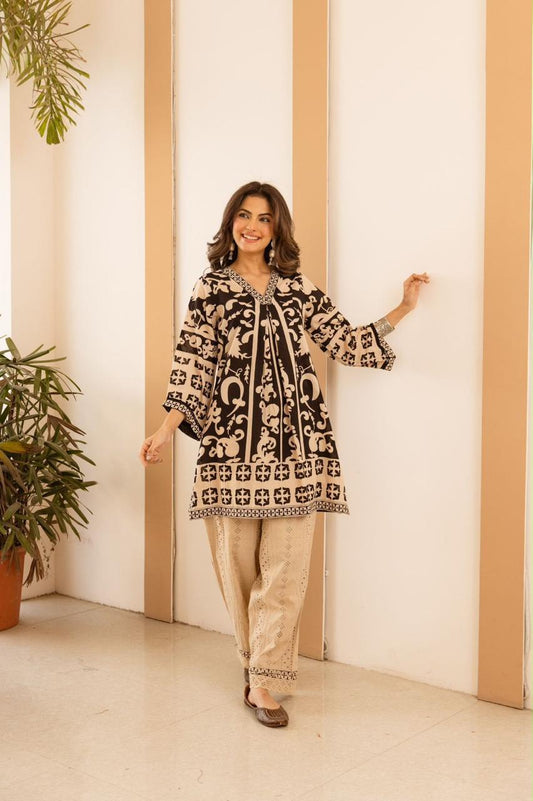 Premium Cotton With Schiffli Detailing Fancy Co-Ord Set COS184