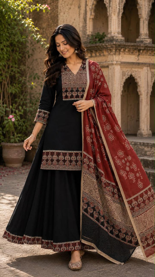 Pure cotton divider dupatta set CS0346