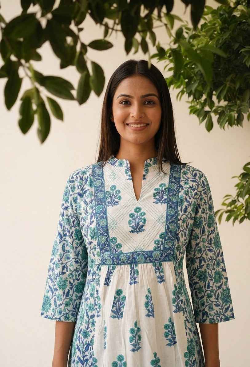 Premium Cotton A Line Anarkali Dupatta Set