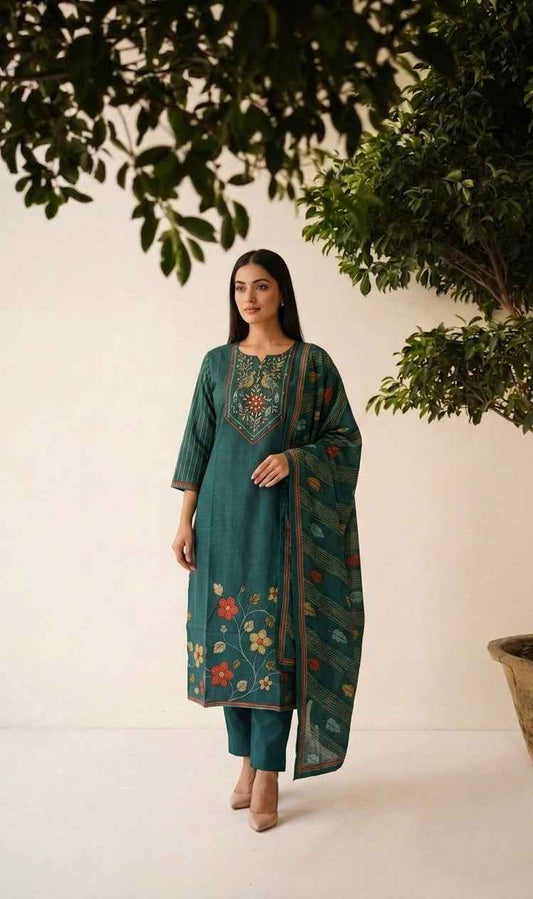 Pure Cotton Three Piece Dupatta Set CS0368