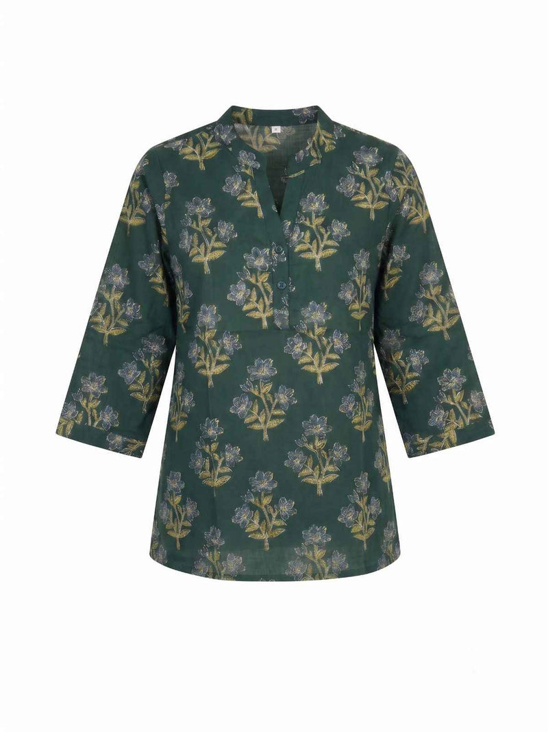 Printed Short Top In Cotton Fabric ST001