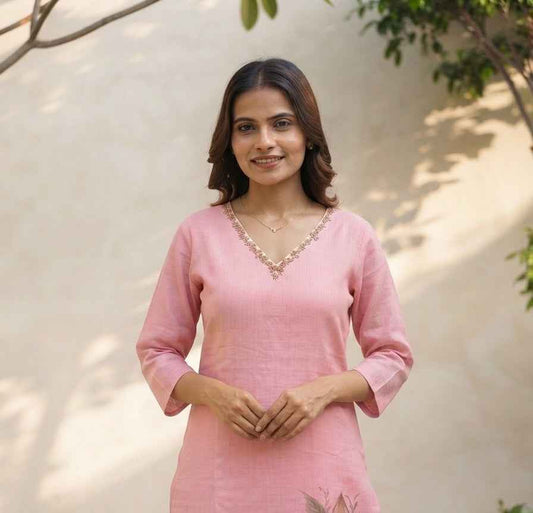 Pure linen Dupatta Set LN0017