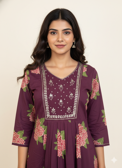 Pure Cotton A Line Three Piece Dupatta Set CS0149