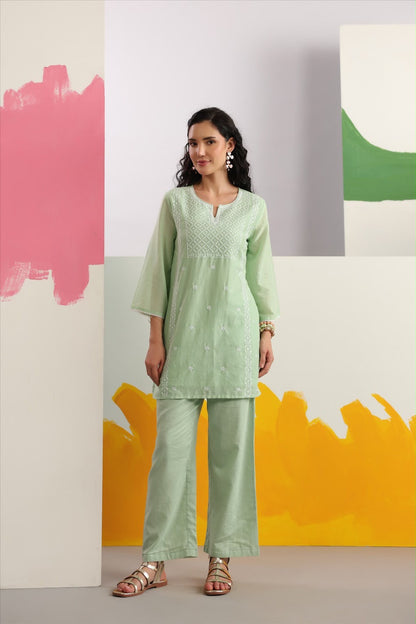 Premium Mul cotton cord set with embroidery with inner COS146