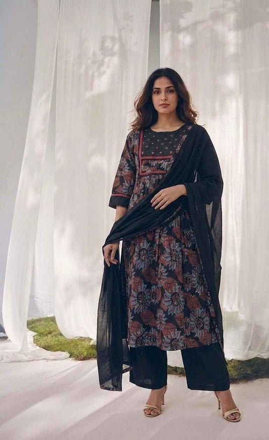Pure Cotton Three Piece Dupatta Set