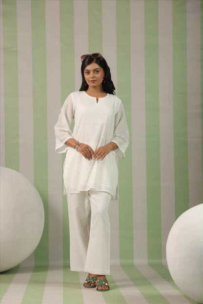 Premium Mul cotton cord set with embroidery with inner COS146