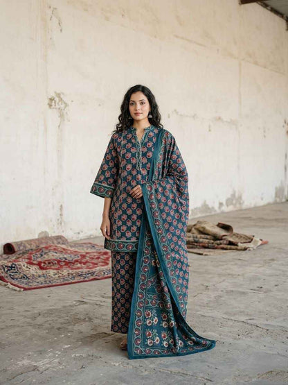 Premium Cotton short length dupatta set