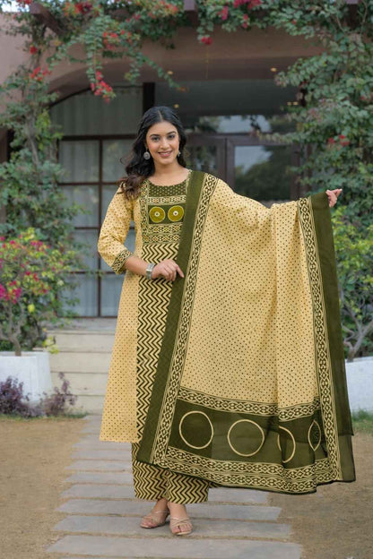 Premium Cotton Dupatta Set With Mirror Work CS0179