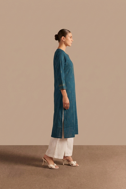 Pure Hand Loom Cotton Only Kurta With Embroidery OK0119