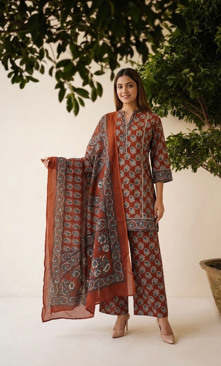 Premium Cotton short length dupatta set CS0380